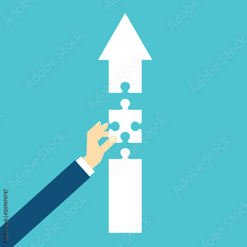 Teamwork working together to success, cooperation or team building collaborate to solve problem, partnership, help and support, business people colleagues help work together to connect jigsaw puzzle.