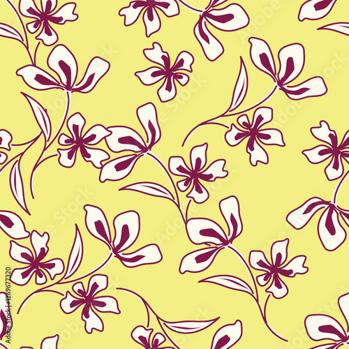 Vintage seamless floral pattern. Liberty style background of small pastel colorful flowers. Small flowers scattered over a white background. Stock vector for printing on surfaces