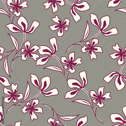 Vintage seamless floral pattern. Liberty style background of small pastel colorful flowers. Small flowers scattered over a white background. Stock vector for printing on surfaces