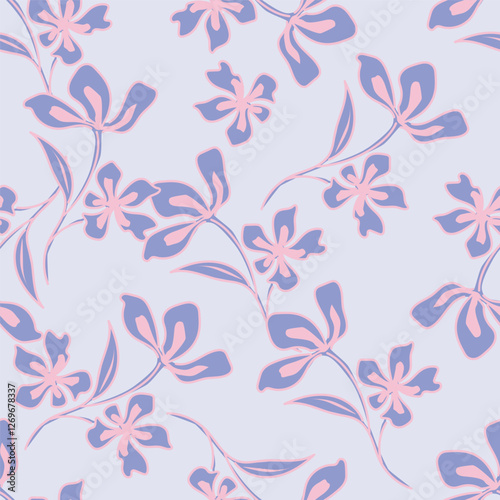 Vintage seamless floral pattern. Liberty style background of small pastel colorful flowers. Small flowers scattered over a white background. Stock vector for printing on surfaces