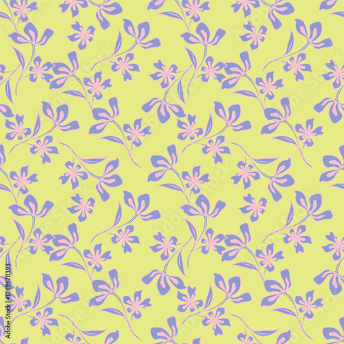 Vintage seamless floral pattern. Liberty style background of small pastel colorful flowers. Small flowers scattered over a white background. Stock vector for printing on surfaces