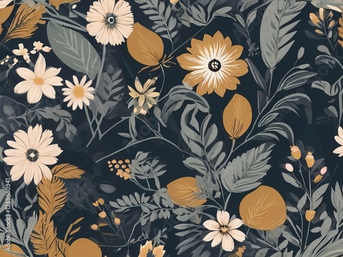 Stylized textile summer flowers mix seamless colorful pattern background and Cloth elements design 