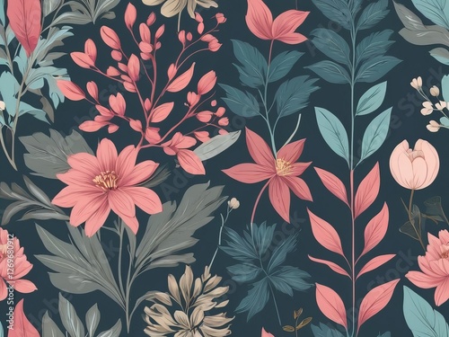 Stylized textile summer flowers mix seamless colorful pattern background and Cloth elements design 