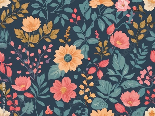 Stylized textile summer flowers mix seamless colorful pattern background and Cloth elements design 