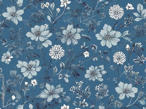 Stylized textile summer flowers mix seamless colorful pattern background and Cloth elements design 