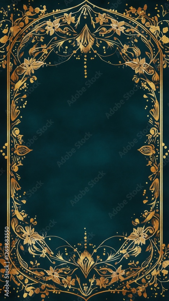 Obraz premium Traditional Indian Mughal art inspired Wedding Card Design, Invitation template.