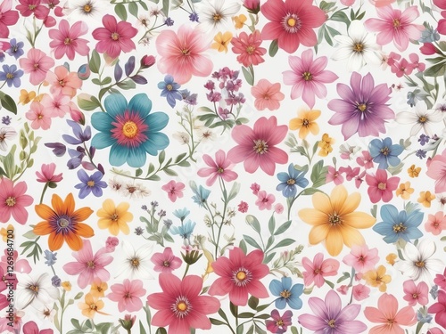Textile summer flowers seamless colorful pattern background