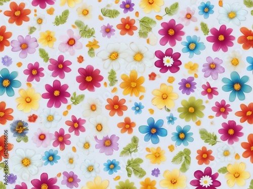 Textile summer flowers seamless colorful pattern background