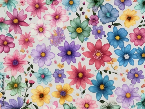 Textile summer flowers seamless colorful pattern background
