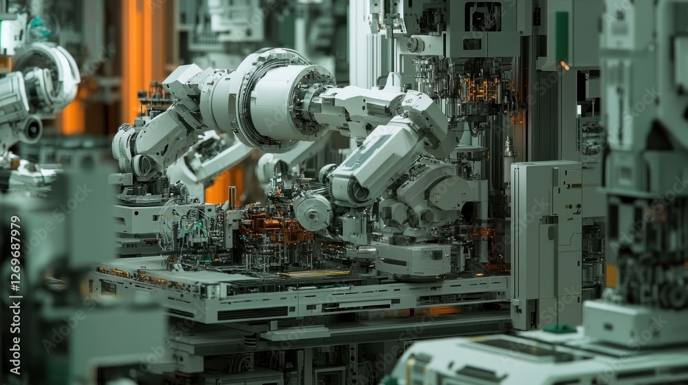 Automated Robotic Assembly Line Manufacturing Process