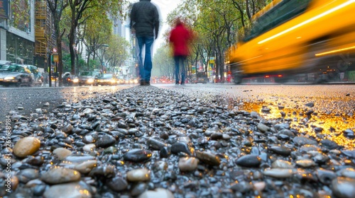 Wallpaper Mural Dynamic Rain-Washed Gravel Path with People Walking in Background Torontodigital.ca