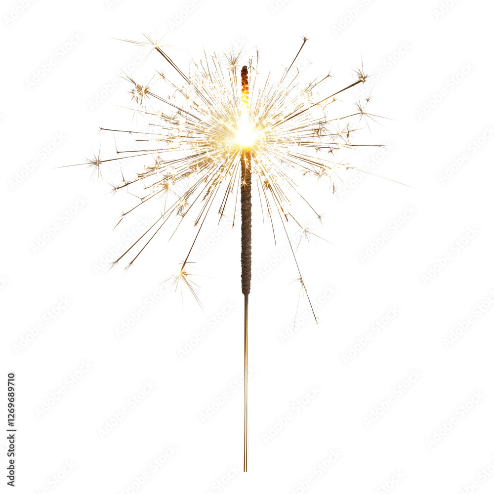 sparkling firework with golden sparks radiating outward, creating festive atmosphere. This vibrant display is perfect for celebrations and special occasions