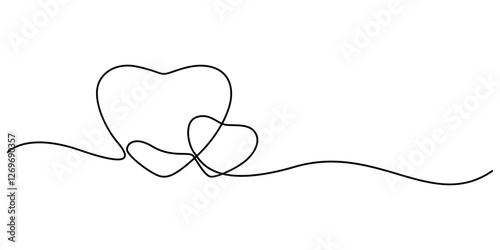 Heart. Abstract love symbol. Continuous line art drawing vector illustration, Hand drawn doodle heart. Stroke is editable so you can make it thiner or thicker. Continuous seamless line art drawing. 