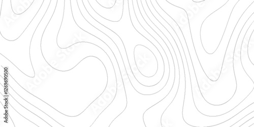 Modern design of line geometric background with topography, Abstract topographic contours map with geometric curved lines and shapes, topography topology vector black and white abstract background.