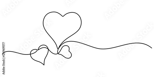 Heart. Abstract love symbol. Continuous line art drawing vector illustration, Hand drawn doodle heart. Stroke is editable so you can make it thiner or thicker. Continuous seamless line art drawing. 