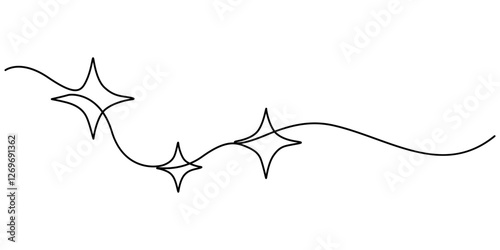 Line star one continuous line drawing design vector, Christmas star in one continuous line drawing vector illustration, Isolated on white background pro vector, Star Shapes minimal concept style.  