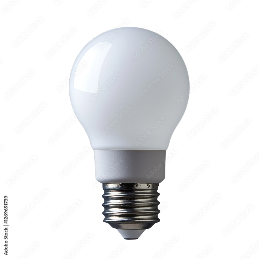 modern LED light bulb with smooth white surface and silver base, ideal for energy efficient lighting solutions modern LED light bulb with smooth white surface and silver base, ideal for energy efficient lighting solutions