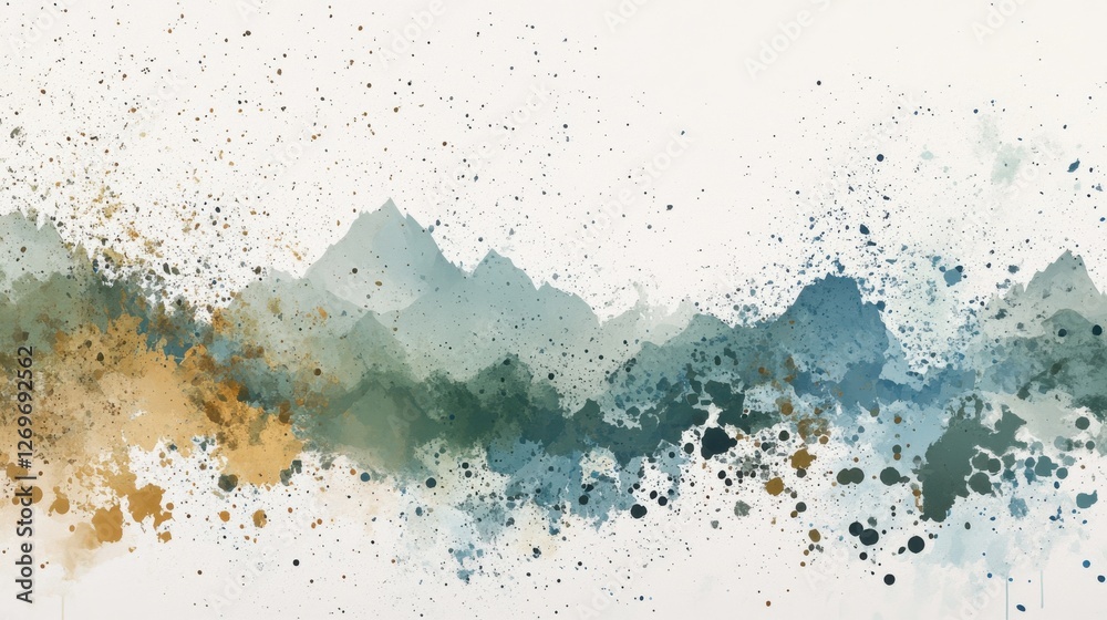 Mountain Splatter Paint Design, Tranquil White Canvas, Abstract Art, Natural Setting, Artistic Viewpoint Mountain Splatter Paint Design, Tranquil White Canvas, Abstract Art, Natural Setting, Artistic Viewpoint