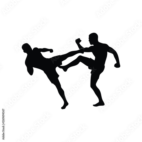Silhouette of a man boxing and soccer in a dynamic illustration