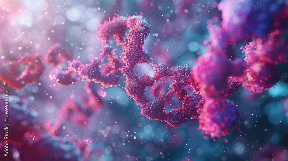 Stunning Abstract Representation of Molecular Structures in Science with Colorful Particles and Bokeh Effect Stunning Abstract Representation of Molecular Structures in Science with Colorful Particles and Bokeh Effect