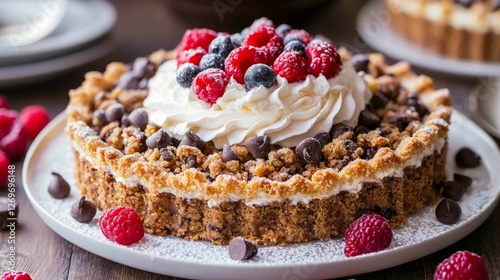 Wallpaper Mural Homemade Cake with Chocolate Chips and Fresh Berries Topping Torontodigital.ca