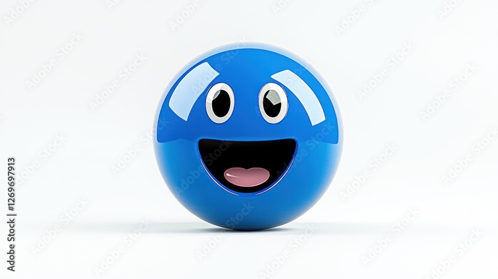 Blue Smiling Emoticon on White Background, Isolated Vector Illustration Blue Smiling Emoticon on White Background, Isolated Vector Illustration