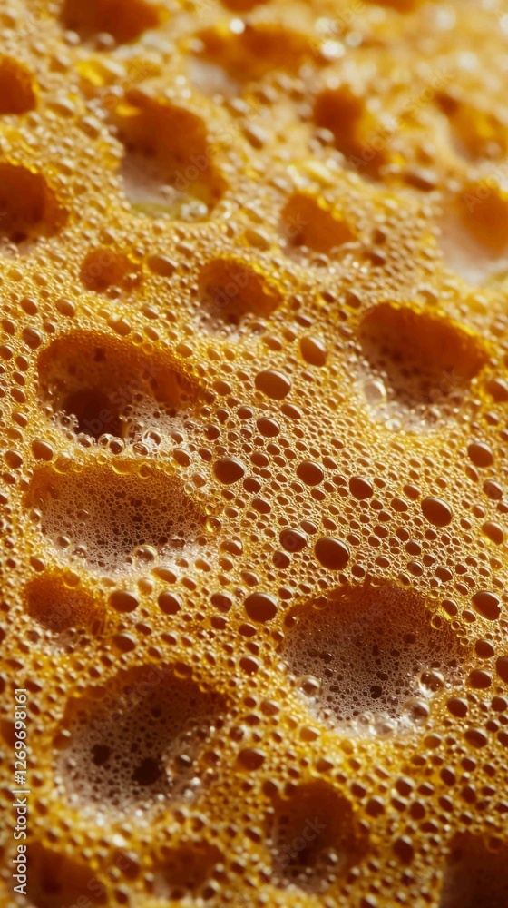 Close-up View of Numerous Bubbles on Sponge Surface, Macro Shot Close-up View of Numerous Bubbles on Sponge Surface, Macro Shot