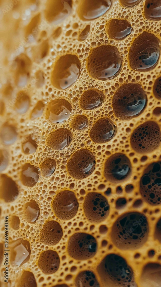 Macro Shot of Sponge Surface with Numerous Unique Texture Patterns Macro Shot of Sponge Surface with Numerous Unique Texture Patterns