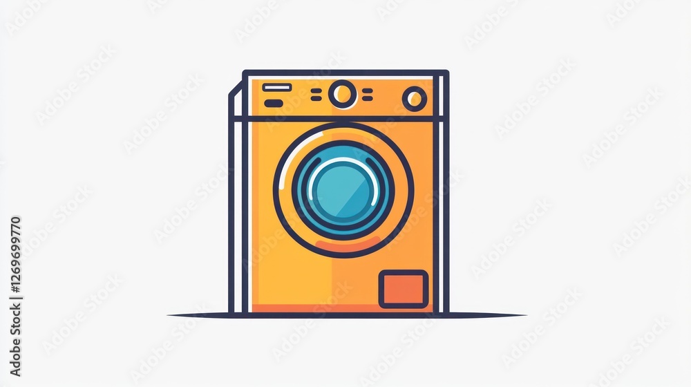 Modern Laundry Machine Illustration, Flat Style Modern Laundry Machine Illustration, Flat Style