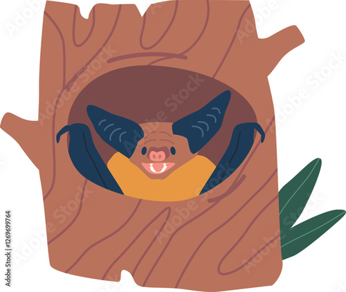 Bat animal in tree hollow