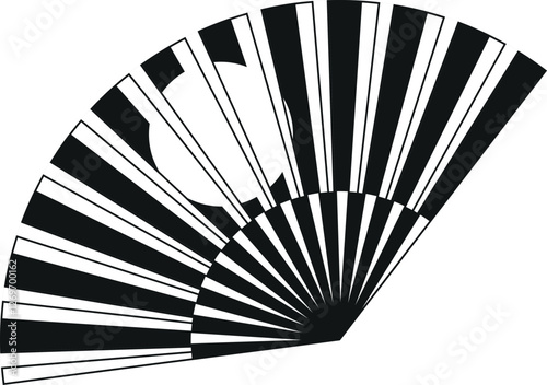 Black-and-white asian fan oriental symbol