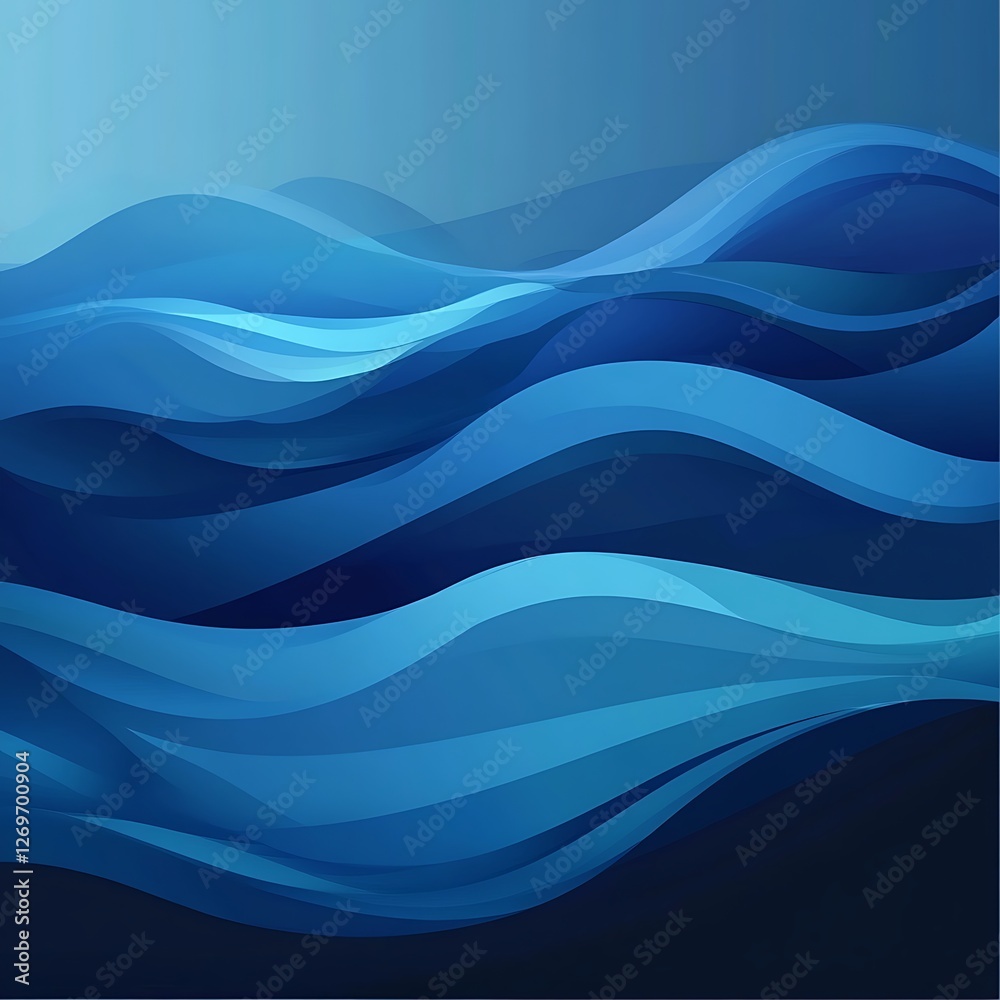 Fototapeta premium Blue paper cut background. Abstract 3d paper layers.