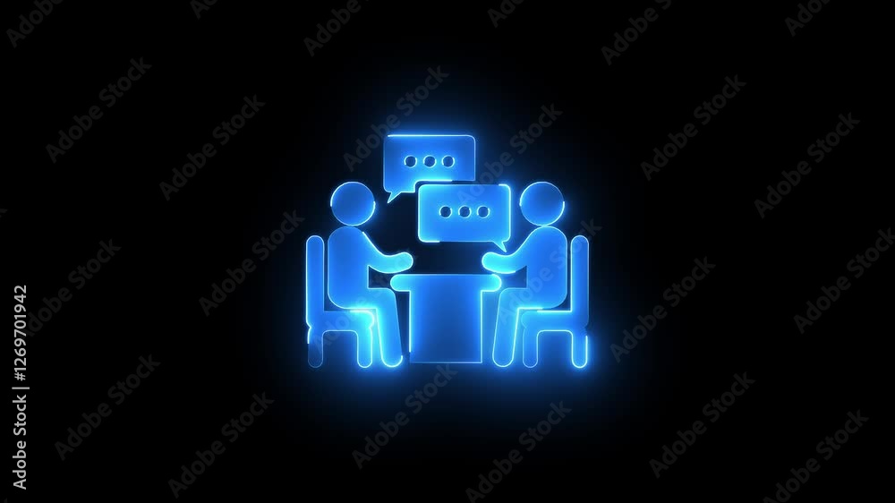 Neon Business Meeting Conference Icon Animation.