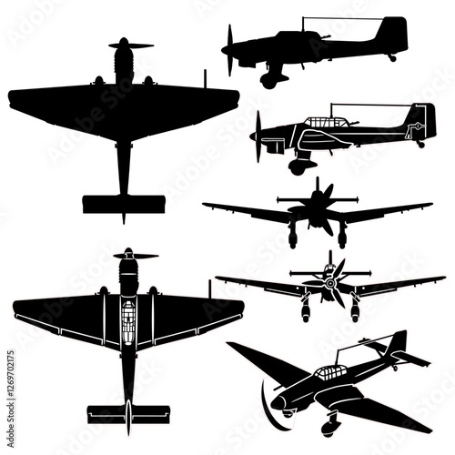 Photography German warbird airplane vector set for laser cut and vinyl projects