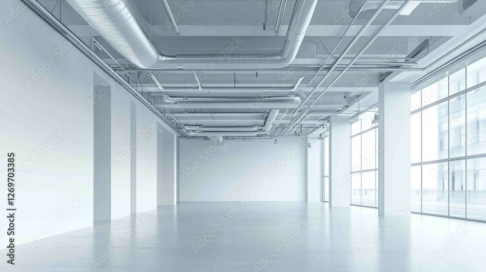 Modern Industrial Interior with Clean Lines and Bright Space Modern Industrial Interior with Clean Lines and Bright Space