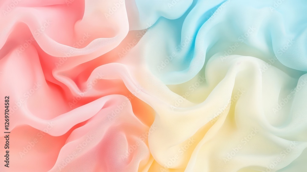 Fototapeta premium Pastel colored fabric drapes in soft folds