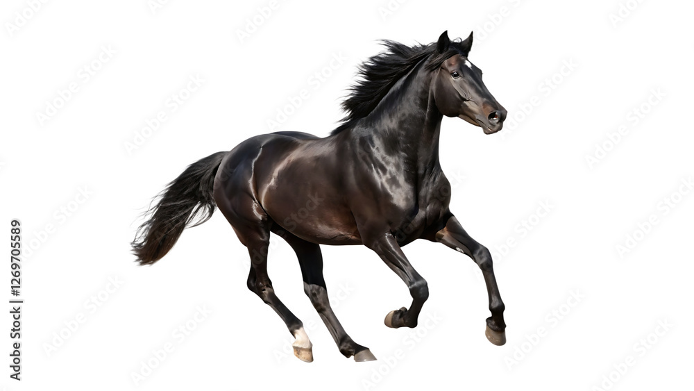 Horse jumping isolated on transparent or white background PNG,AI GENERATED Horse jumping isolated on transparent or white background PNG,AI GENERATED