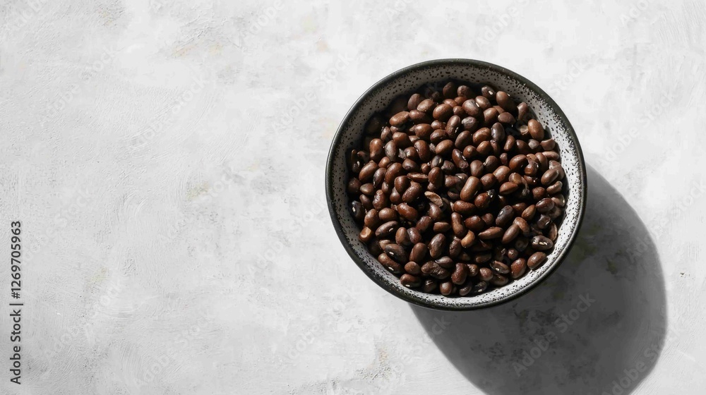 Modern Minimalist Bowl Filled with Coffee Beans on Gray Surface Modern Minimalist Bowl Filled with Coffee Beans on Gray Surface