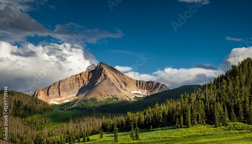 view of mountain against cloudy sky in mount crested butte crested butte colorado photo