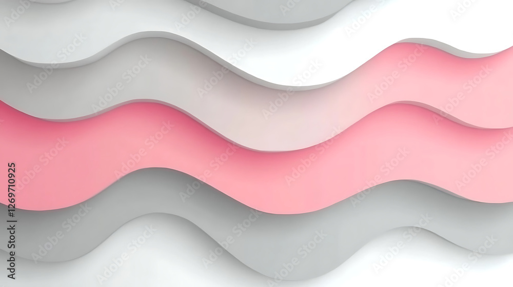 Obraz premium Smooth layered background with wavy pink and gray elements in modern design copy space