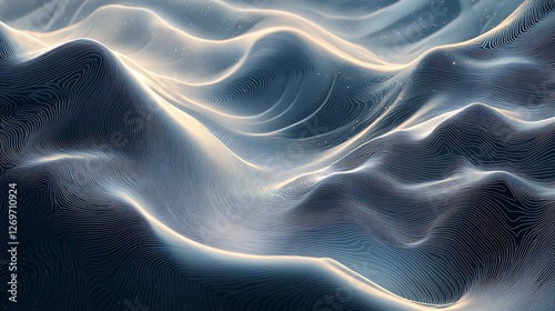 Trendy Abstract 3D Organic Shape with Smooth Wave Motion Background
