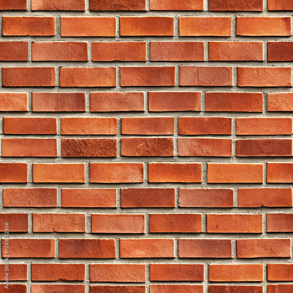 A seamless red brick wall with evenly sized rectangular bricks. A seamless red brick wall with evenly sized rectangular bricks.