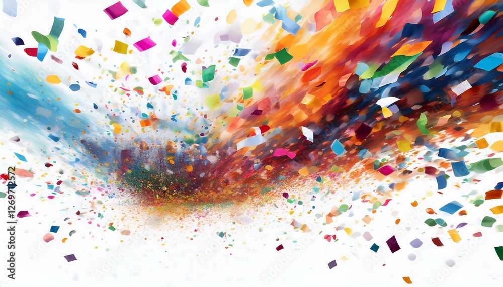 Fototapeta premium colorful confetti falling downwards isolated tansparent white background