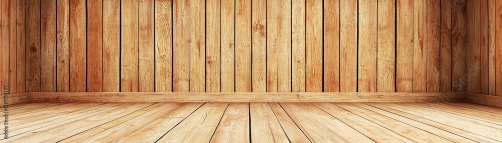 Empty room with wooden walls and floor. Use for product display Empty room with wooden walls and floor. Use for product display