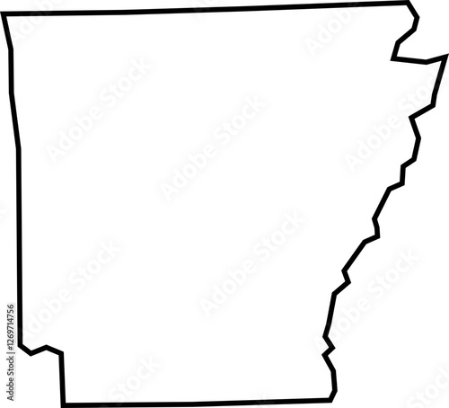 Arkansas State Outline Map – Blank Vector Contour, USA