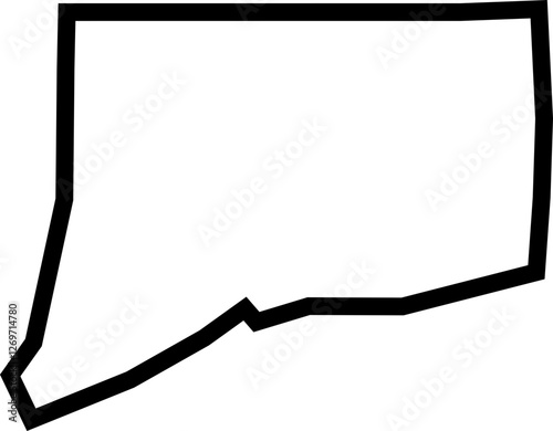 Connecticut State Outline Map – Blank Vector Contour, USA