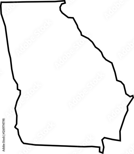 Outline Map of the State of Georgia / United States of America / Atlanta / Columbus / Augusta / Macon / Savannah (Printable, Canva, PowerPoint)