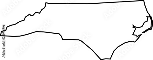 Outline Map of the State of North Carolina / United States of America / Charlotte / Raleigh / Greensboro / Durham / Winston-Salem / Fayetteville / Cary (Printable, Canva, PowerPoint)