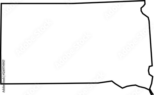Outline Map of the State of South Dakota / United States of America / Sioux Falls / Rapid City / Aberdeen (Printable, Canva, PowerPoint)