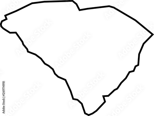 Outline Map of the State of South Carolina / United States of America / Charleston / Columbia/ North Charleston / Mount Pleasant (Printable, Canva, PowerPoint)